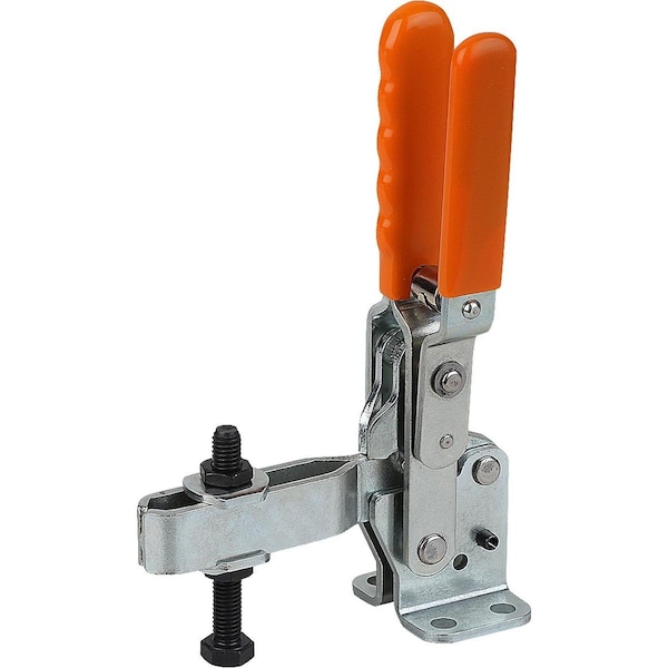 Toggle Clamp Vertical Steel, Horizontal Foot, Comp:Plastic, Comp:Orange, M=M08X60